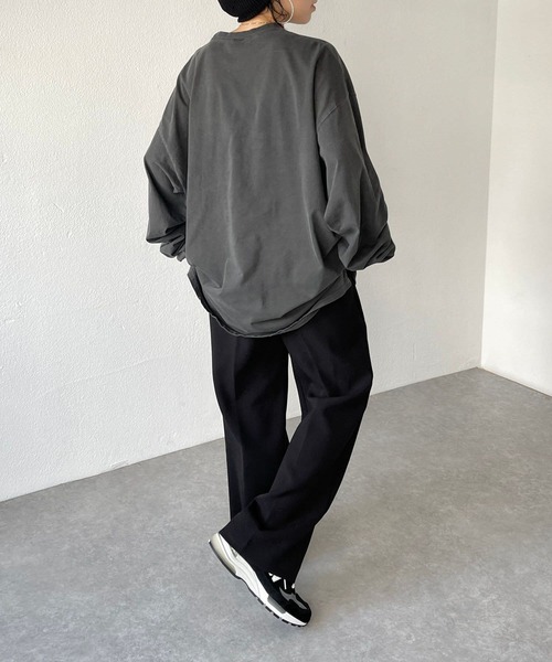 natto（ナット）の「vintage like loose silhouette long sleeve（Tシャツ/カットソー・メンズ・チャコール/グレー・FREE）」の14枚目の写真