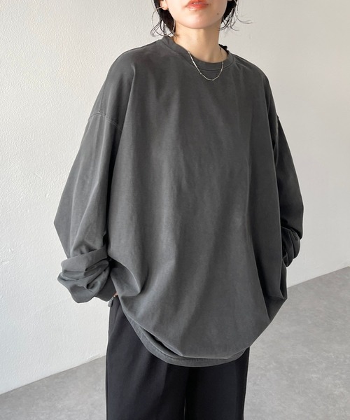 natto（ナット）の「vintage like loose silhouette long sleeve（Tシャツ/カットソー・メンズ・チャコール/グレー・FREE）」の15枚目の写真