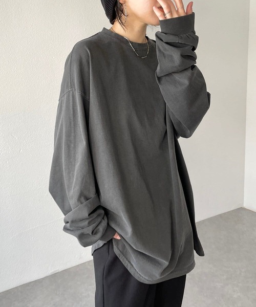 natto（ナット）の「vintage like loose silhouette long sleeve（Tシャツ/カットソー・メンズ・チャコール/グレー・FREE）」の9枚目の写真