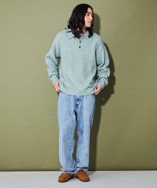 CITEN(シテン)の「<CITEN>シャギーニットポロシャツ(ニット/セーター・メンズ・ブラック/ライトブルー・L/M)」の4枚目の写真