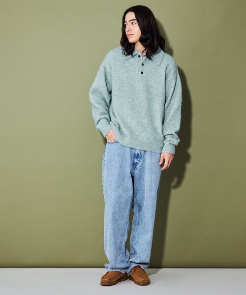 CITEN(シテン)の「<CITEN>シャギーニットポロシャツ(ニット/セーター・メンズ・ブラック/ライトブルー・L/M)」の5枚目の写真