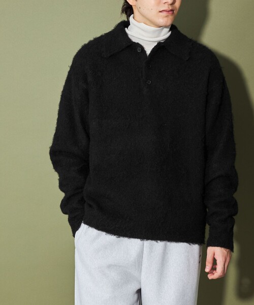 CITEN(シテン)の「<CITEN>シャギーニットポロシャツ(ニット/セーター・メンズ・ブラック/ライトブルー・L/M)」の6枚目の写真