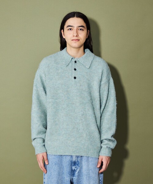 CITEN(シテン)の「<CITEN>シャギーニットポロシャツ(ニット/セーター・メンズ・ブラック/ライトブルー・L/M)」の9枚目の写真