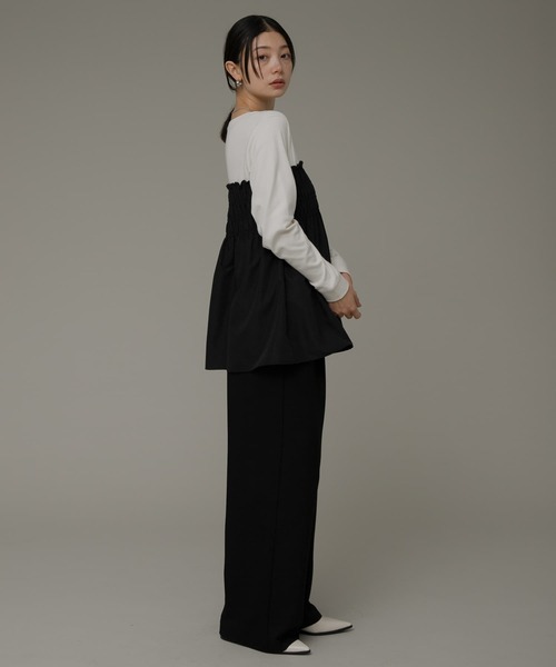 URBAN RESEARCH Sonny Label（アーバンリサーチサニーレーベル）の「シャーリングビスチェドッキングカットプルオーバー（Tシャツ/カットソー・レディース・ブラック/オフホワイト/ストライプ・FREE）」の12枚目の写真