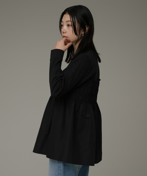 URBAN RESEARCH Sonny Label（アーバンリサーチサニーレーベル）の「シャーリングビスチェドッキングカットプルオーバー（Tシャツ/カットソー・レディース・ブラック/オフホワイト/ストライプ・FREE）」の15枚目の写真