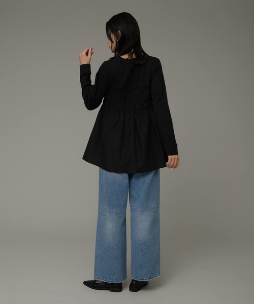 URBAN RESEARCH Sonny Label（アーバンリサーチサニーレーベル）の「シャーリングビスチェドッキングカットプルオーバー（Tシャツ/カットソー・レディース・ブラック/オフホワイト/ストライプ・FREE）」の20枚目の写真