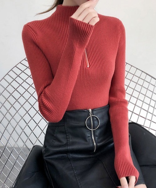 ハーフジップ スリムニット（ニット/セーター）｜Vipoa（ヴィポア）の