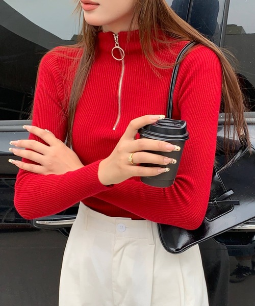 ハーフジップ スリムニット（ニット/セーター）｜Vipoa（ヴィポア）の