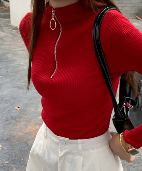 ハーフジップ スリムニット（ニット/セーター）｜Vipoa（ヴィポア）の