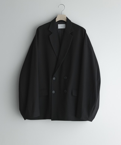25SS remer ルーズベーシックダブルテーラードジャケット ブラック S セットアップ対応】loose basic double tailored jacket