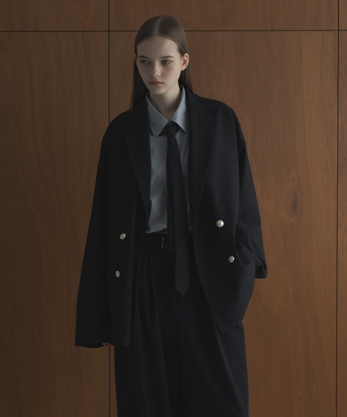 remer(リメール)の「remer 26秋冬コレクション新作 - loose basic double tailored jacket / ルーズベーシックダブルテーラードジャケット(セットアップ対応)(テーラードジャケット・メンズ・ダークブラウン/ブラック/グレイッシュベージュ/ネイビー/ブラック系その他/ブラウン系その他/ダークグレー・MEDIUM/SMALL/X-SMALL/LARGE)」の22枚目の写真