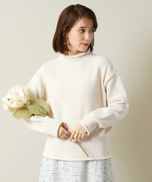 ITS'DEMO（イッツデモ）の「◆【手洗い可】ベロアモールニット（ニット/セーター・レディース・アイボリー/ブラウン系/サックスブルー/ピンク・00）」の2枚目の写真