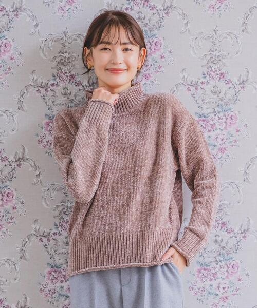 ITS'DEMO（イッツデモ）の「◆【手洗い可】ベロアモールニット（ニット/セーター・レディース・アイボリー/ブラウン系/サックスブルー/ピンク・00）」の5枚目の写真