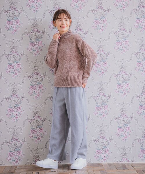 ITS'DEMO（イッツデモ）の「◆【手洗い可】ベロアモールニット（ニット/セーター・レディース・アイボリー/ブラウン系/サックスブルー/ピンク・00）」の7枚目の写真