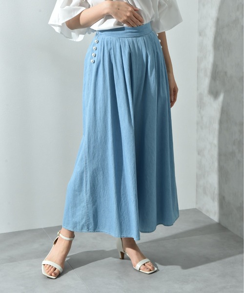 INTERPLANET(インタープラネット)の「パール釦スカンツ(その他パンツ・レディース・グレー/サックスブルー/ブラック/ブルー・FREE)」の2枚目の写真