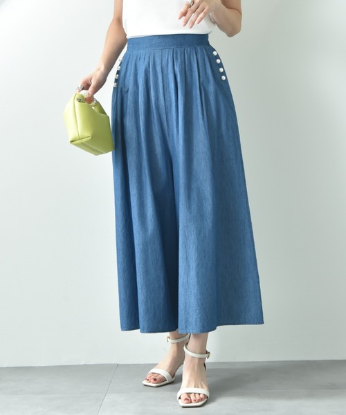 INTERPLANET(インタープラネット)の「パール釦スカンツ(その他パンツ・レディース・グレー/サックスブルー/ブラック/ブルー・FREE)」の4枚目の写真