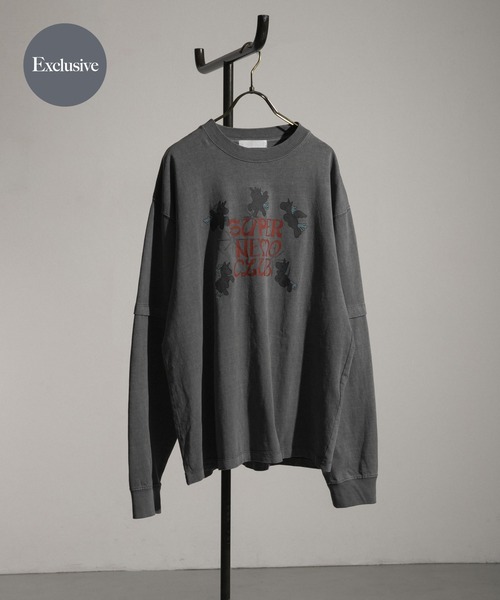 SENSE OF PLACE by URBAN RESEARCH（センスオブプレイスバイアーバンリサーチ）の「『別注』SHUHEI KOKI×SENSE OF PLACE　フェイクレイヤードTシャツ（Tシャツ/カットソー・メンズ・ブラック/グレー・LARGE/MEDIUM）」の2枚目の写真