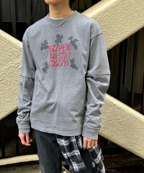 SENSE OF PLACE by URBAN RESEARCH（センスオブプレイスバイアーバンリサーチ）の「『別注』SHUHEI KOKI×SENSE OF PLACE　フェイクレイヤードTシャツ（Tシャツ/カットソー・メンズ・ブラック/グレー・LARGE/MEDIUM）」の4枚目の写真