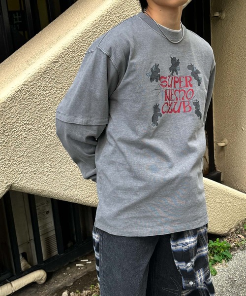 SENSE OF PLACE by URBAN RESEARCH（センスオブプレイスバイアーバンリサーチ）の「『別注』SHUHEI KOKI×SENSE OF PLACE　フェイクレイヤードTシャツ（Tシャツ/カットソー・メンズ・ブラック/グレー・LARGE/MEDIUM）」の6枚目の写真