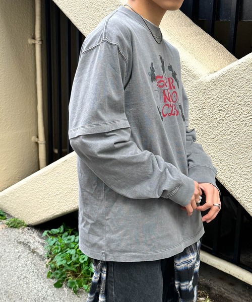 SENSE OF PLACE by URBAN RESEARCH（センスオブプレイスバイアーバンリサーチ）の「『別注』SHUHEI KOKI×SENSE OF PLACE　フェイクレイヤードTシャツ（Tシャツ/カットソー・メンズ・ブラック/グレー・LARGE/MEDIUM）」の7枚目の写真