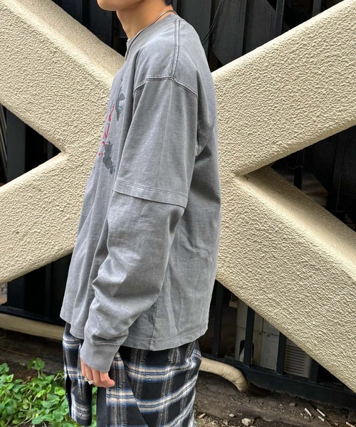 SENSE OF PLACE by URBAN RESEARCH（センスオブプレイスバイアーバンリサーチ）の「『別注』SHUHEI KOKI×SENSE OF PLACE　フェイクレイヤードTシャツ（Tシャツ/カットソー・メンズ・ブラック/グレー・LARGE/MEDIUM）」の8枚目の写真