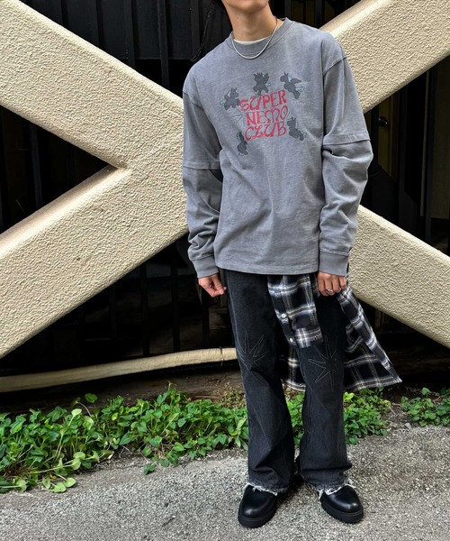 SENSE OF PLACE by URBAN RESEARCH（センスオブプレイスバイアーバンリサーチ）の「『別注』SHUHEI KOKI×SENSE OF PLACE　フェイクレイヤードTシャツ（Tシャツ/カットソー・メンズ・ブラック/グレー・LARGE/MEDIUM）」の10枚目の写真