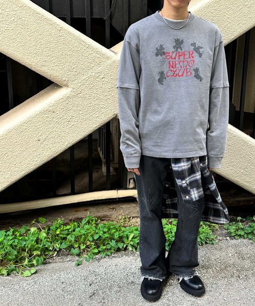 SENSE OF PLACE by URBAN RESEARCH（センスオブプレイスバイアーバンリサーチ）の「『別注』SHUHEI KOKI×SENSE OF PLACE　フェイクレイヤードTシャツ（Tシャツ/カットソー・メンズ・ブラック/グレー・LARGE/MEDIUM）」の11枚目の写真