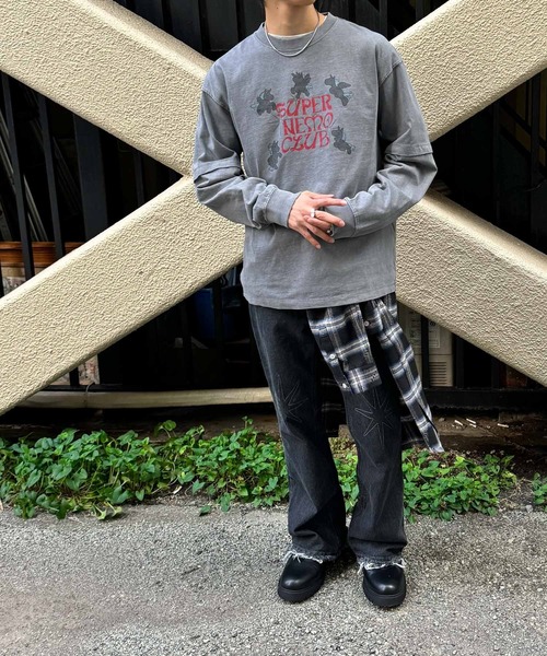 SENSE OF PLACE by URBAN RESEARCH（センスオブプレイスバイアーバンリサーチ）の「『別注』SHUHEI KOKI×SENSE OF PLACE　フェイクレイヤードTシャツ（Tシャツ/カットソー・メンズ・ブラック/グレー・LARGE/MEDIUM）」の12枚目の写真