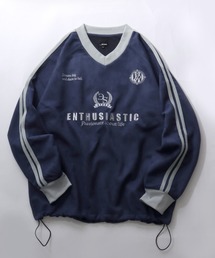 2026AW新柄 Fake Suede Game Sweat shirt/オーバーサイズ ブロークコア ゲームシャツ ユニフォーム フェイクスエード トレーナー スウェット