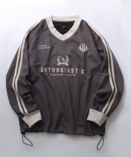 SITRY(シトリー)の「2026AW新柄 Fake Suede Game Sweat shirt/オーバーサイズ ブロークコア ゲームシャツ ユニフォーム フェイクスエード トレーナー スウェット(スウェット・メンズ・チャコール/グレイッシュブルー/アイボリー/グレー系その他/ネイビー/ホワイト系その他/ホワイト系その他2/グレー系その他2/ネイビー系・L/M)」の7枚目の写真