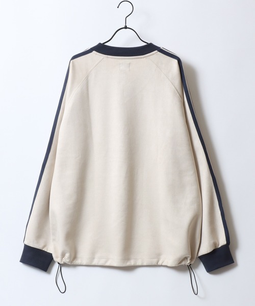 SITRY（シトリー）の「Fake Suede Game Sweat shirt/オーバーサイズ ブロークコア ゲームシャツ ユニフォーム フェイクスエード トレーナー スウェット（スウェット・メンズ・チャコール/グレイッシュブルー/アイボリー/グレー系その他/ネイビー/ホワイト系その他・L/M）」の7枚目の写真
