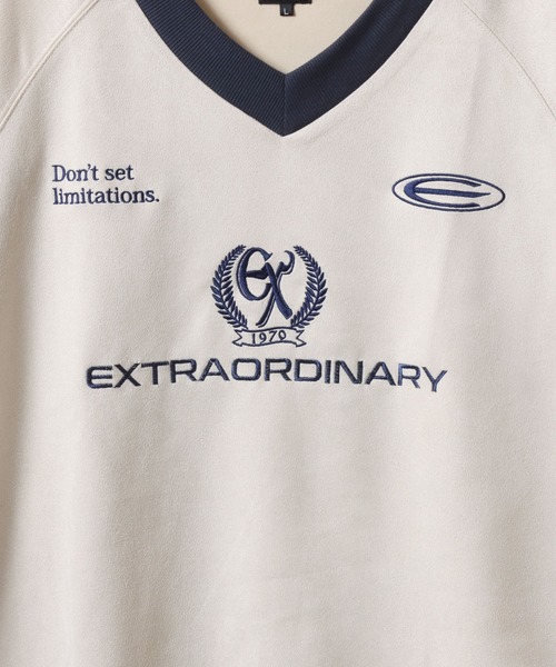 SITRY（シトリー）の「Fake Suede Game Sweat shirt/オーバーサイズ ブロークコア ゲームシャツ ユニフォーム フェイクスエード トレーナー スウェット（スウェット・メンズ・チャコール/グレイッシュブルー/アイボリー/グレー系その他/ネイビー/ホワイト系その他・L/M）」の9枚目の写真