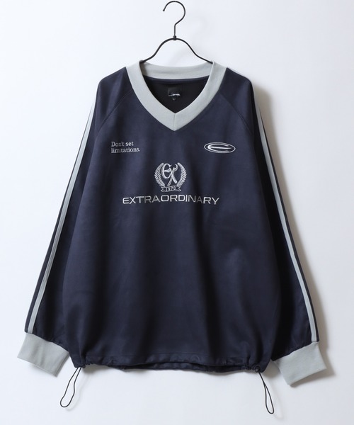 SITRY（シトリー）の「Fake Suede Game Sweat shirt/オーバーサイズ ブロークコア ゲームシャツ ユニフォーム フェイクスエード トレーナー スウェット（スウェット・メンズ・チャコール/グレイッシュブルー/アイボリー/グレー系その他/ネイビー/ホワイト系その他・L/M）」の20枚目の写真