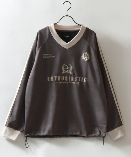 SITRY(シトリー)の「2026AW新柄 Fake Suede Game Sweat shirt/オーバーサイズ ブロークコア ゲームシャツ ユニフォーム フェイクスエード トレーナー スウェット(スウェット・メンズ・チャコール/グレイッシュブルー/アイボリー/グレー系その他/ネイビー/ホワイト系その他/ホワイト系その他2/グレー系その他2/ネイビー系・L/M)」の13枚目の写真