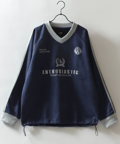 SITRY(シトリー)の「2026AW新柄 Fake Suede Game Sweat shirt/オーバーサイズ ブロークコア ゲームシャツ ユニフォーム フェイクスエード トレーナー スウェット(スウェット・メンズ・チャコール/グレイッシュブルー/アイボリー/グレー系その他/ネイビー/ホワイト系その他/ホワイト系その他2/グレー系その他2/ネイビー系・L/M)」の14枚目の写真