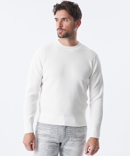 EPOCA UOMO（エポカウォモ）の「＊Safari5月号掲載＊スプリングクランククルーネックニット（ニット/セーター・メンズ・パープル系その他4/ダークネイビー/ホワイト/ベージュ系その他2・46/48）」の2枚目の写真