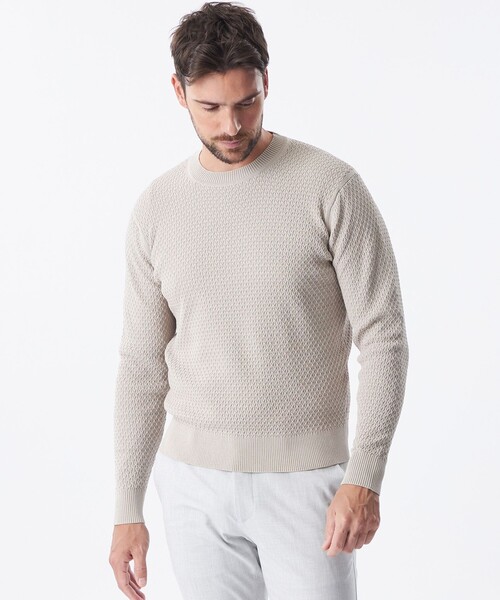 EPOCA UOMO（エポカウォモ）の「＊Safari5月号掲載＊スプリングクランククルーネックニット（ニット/セーター・メンズ・パープル系その他4/ダークネイビー/ホワイト/ベージュ系その他2・46/48）」の3枚目の写真