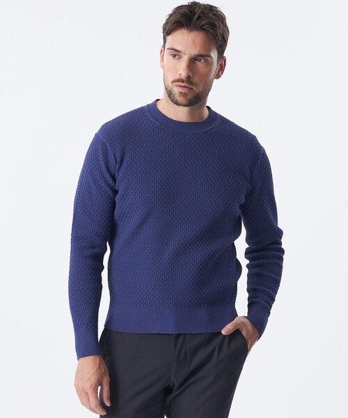 EPOCA UOMO（エポカウォモ）の「＊Safari5月号掲載＊スプリングクランククルーネックニット（ニット/セーター・メンズ・パープル系その他4/ダークネイビー/ホワイト/ベージュ系その他2・46/48）」の4枚目の写真