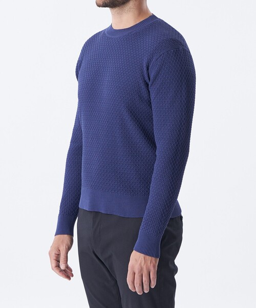 EPOCA UOMO（エポカウォモ）の「＊Safari5月号掲載＊スプリングクランククルーネックニット（ニット/セーター・メンズ・パープル系その他4/ダークネイビー/ホワイト/ベージュ系その他2・46/48）」の8枚目の写真