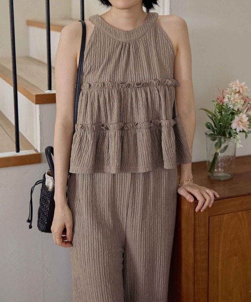 CHAN ME(チャンミ)の「アメスリトップスセットアップ(セットアップ・レディース・ブラック/モカ・MEDIUM/LARGE)」の4枚目の写真