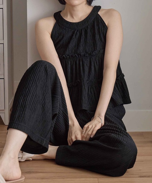 CHAN ME(チャンミ)の「アメスリトップスセットアップ(セットアップ・レディース・ブラック/モカ・MEDIUM/LARGE)」の12枚目の写真