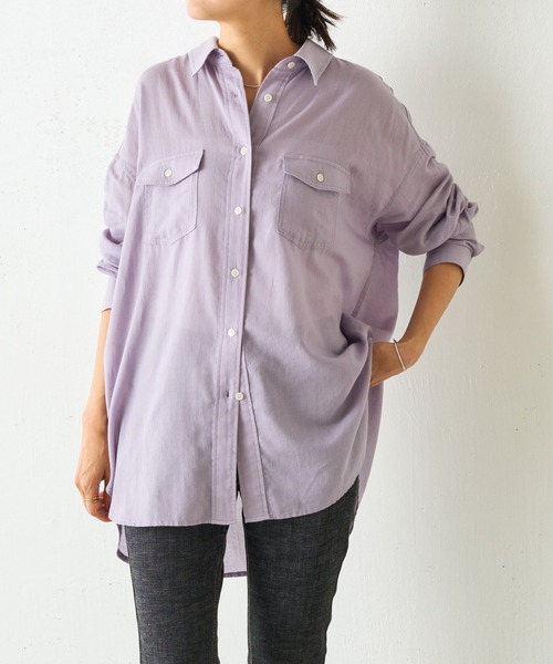 BEARDSLEY（ビアズリー）の「《FRIPIER》シフォンデニムシャツ（シャツ/ブラウス・レディース・インディゴブルー/バイオレット・FREE）」の5枚目の写真