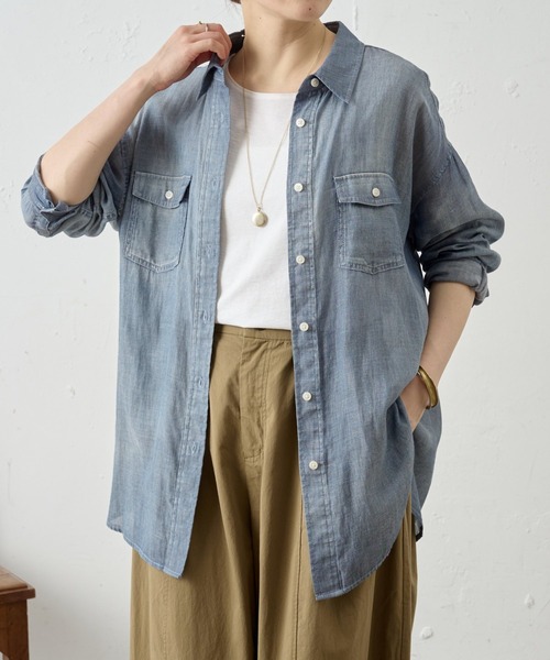 BEARDSLEY（ビアズリー）の「《FRIPIER》シフォンデニムシャツ（シャツ