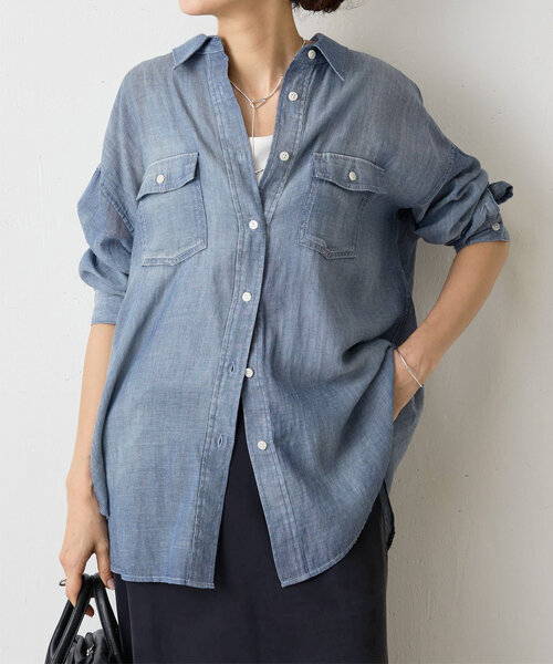 BEARDSLEYビアズリー　デニムシャツ BEARDSLEY（ビアズリー）の「デニムギャザーシャツ（シャツ