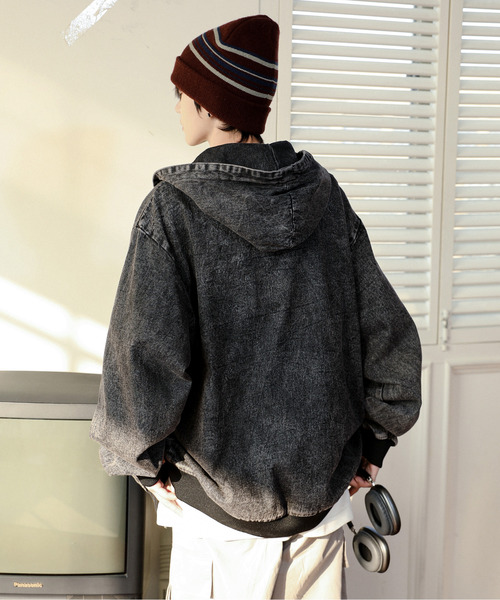 neos（ネオス）の「【neos】ルーズシルエット ヴィンテージライク ケミカルウォッシュ デニム ジップ パーカー（パーカー・メンズ・ブラック系/ブルー系/ブラック/ブルー・MEDIUM/LARGE/X-LARGE）」の13枚目の写真