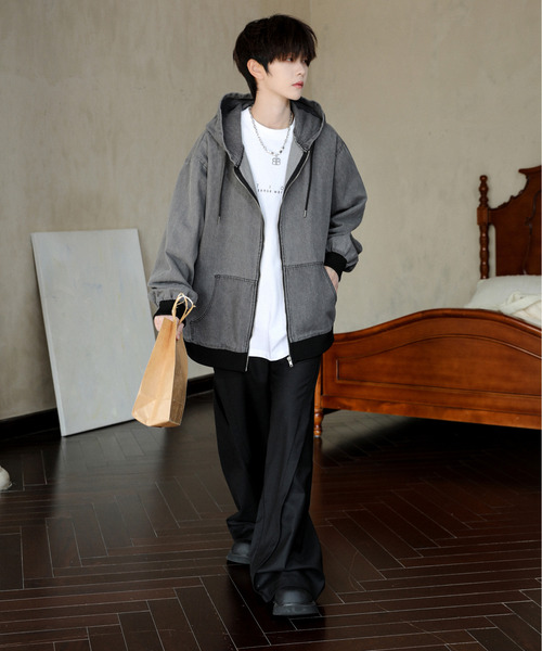 neos（ネオス）の「【neos】ルーズシルエット ヴィンテージライク ケミカルウォッシュ デニム ジップ パーカー（パーカー・メンズ・ブラック系/ブルー系/ブラック/ブルー・MEDIUM/LARGE/X-LARGE）」の21枚目の写真