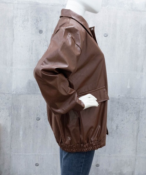 Miniministore（ミニミニストア）の「ブルゾン ジップアップジャケット 韓国風（ライダースジャケット・レディース・ブラウン/ブラック・FREE）」の15枚目の写真
