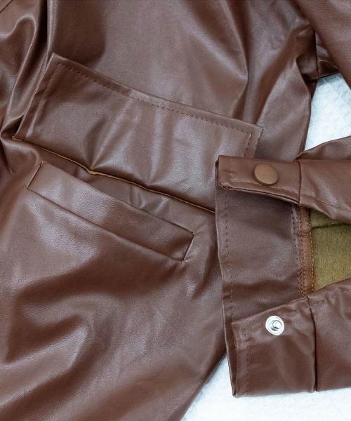 Miniministore（ミニミニストア）の「ブルゾン ジップアップジャケット 韓国風（ライダースジャケット・レディース・ブラウン/ブラック・FREE）」の17枚目の写真