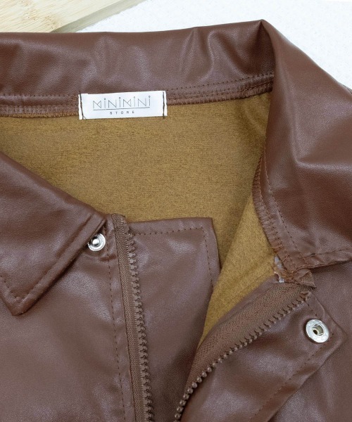 Miniministore（ミニミニストア）の「ブルゾン ジップアップジャケット 韓国風（ライダースジャケット・レディース・ブラウン/ブラック・FREE）」の18枚目の写真