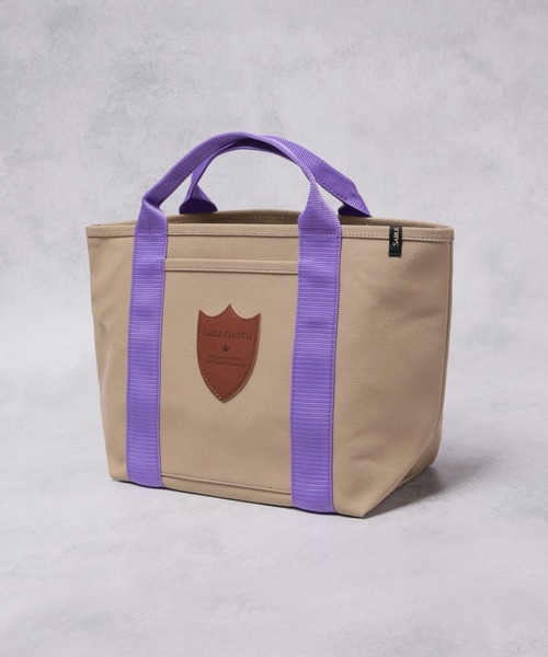 SABLE CLUTCH(セーブルクラッチ)の「LEATHER TAG CANVAS TOTE (M) - 富士金梅(帆布/キャンバストートバッグ)(トートバッグ・レディース・パープル/ゴールド/ダークブラウン・ONE SIZE)」の12枚目の写真